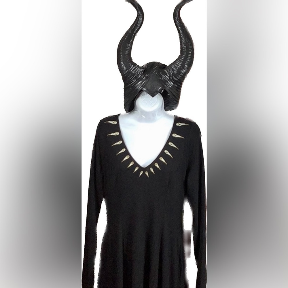 Disney Maleficent Costume M L XL Dress & Head Piece Movie Halloween Villains EUC